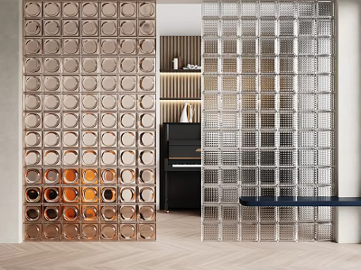 Modern Interior Design With Decorative Glass And Metal Partition Walls 3d model