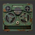 Vintage Green Tape Recorder With Rusted Body And Tape Reels