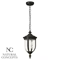 Outdoor Pendant Light with Hanging Chain Dark Metal Frame and Clear Glass Shade