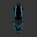 Blue Modern Scooter With Black Seat And Sleek Design On Dark Background