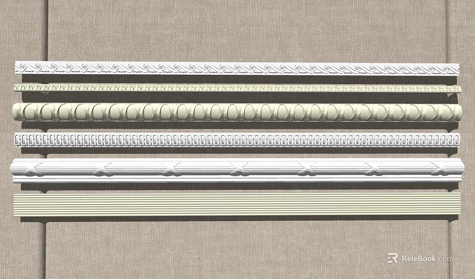 Decorative Gypsum Molding with Various Ornate Patterns and Different Styles for Interior Design 3d model 