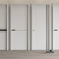 Modern White Interior Hinged Doors With Sleek Design And Black Handles 3d model