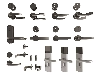 Various Door Handles Featuring Different Designs Styles And Home Use Options 3d model