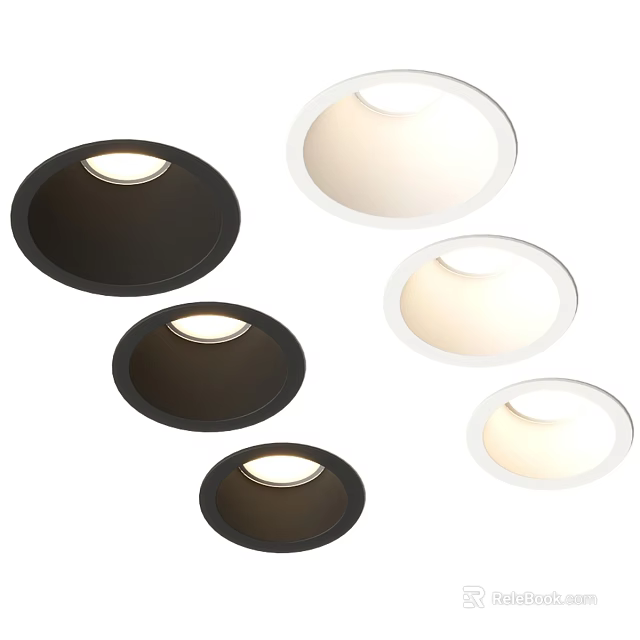 Modern Round Black And White Recessed Downlights For Home Lighting Design 3d model 