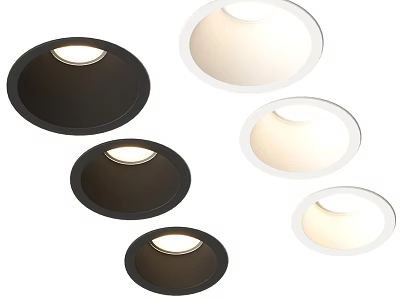 Modern Round Black And White Recessed Downlights For Home Lighting Design 3d model
