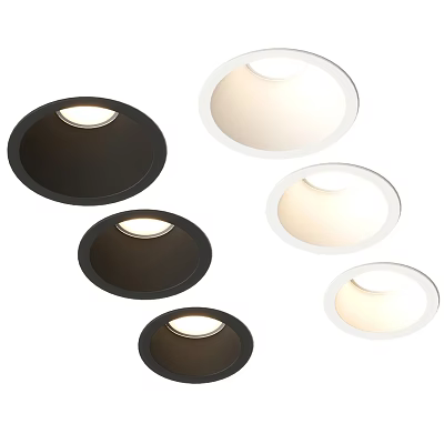 Modern Round Black And White Recessed Downlights For Home Lighting Design 3d model