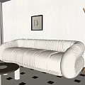 Modern double sofa multiplayer sofa 3d model