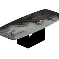 Modern Marble Dining Table With Black Base And Circular Cutout Design 3d model