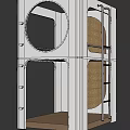 Modern Kids Room With White Circular Window Storage Cabinets Bed Bookshelf And Green Plants