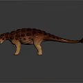 Detailed Ankylosaurus Dinosaur Model With Red Brown Armored Shell And Yellow Legs