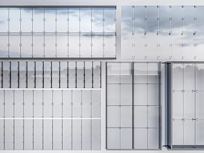 Modern Floor to Ceiling Windows With Glass Grid Panels And Sleek Metal Frames Design 3d model