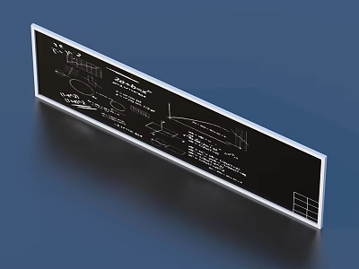 Black Household Writing Board With White Lines Text And Diagrams For Daily Use 3d model