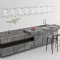 Modern Bar Chair Combination Bar Chair Combination Mazar Light 3d model