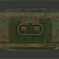 Vintage Green Wooden Weapon Storage Box With Metal Clasps And Worn Surface