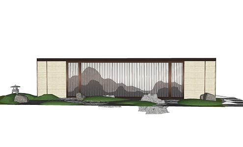 New Chinese style landscape wall 3d model