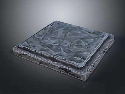 Gray Square Textured Panel With Edged Structure And Three Dimensional Design On Dark Background 3d model