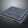 Gray Square Textured Panel With Edged Structure And Three Dimensional Design On Dark Background