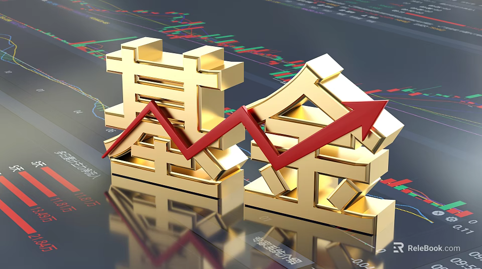 Commercial Financial Display Equipment With Golden 3D Characters And Upward Trend Arrow 3d model 