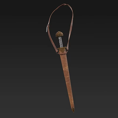 Dagger Set Sword Sheath Waist Hip Dagger Knife 3d model