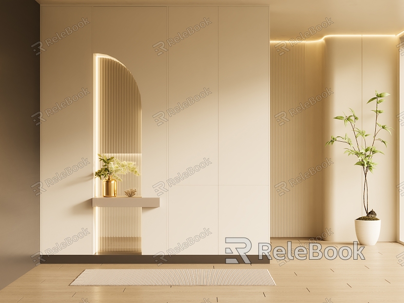 Modern Shoe Cabinet Cream Entrance Shoe Cabinet Partition Wardrobe model