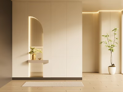 Modern Shoe Cabinet Cream Entrance Shoe Cabinet Partition Wardrobe 3d model
