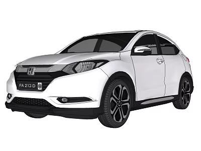 White Honda HR-V SUV With Modern Exterior Design And Black Wheels 3d model