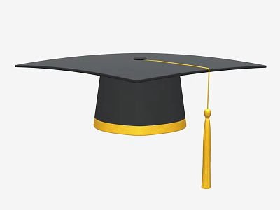 Classic Black Graduation Cap With Yellow Tassel And Trim Design 3d model