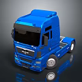Blue MAN TGX Truck With Shiny Cab Design On Dark Reflective Background