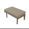 Modern Sofa Bench With Beige Padded Seat Wooden Frame And Black Legs