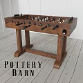 Pottery Barn Wooden Foosball Table with Black Rods and White Player Figures Indoor Sports Equipment
