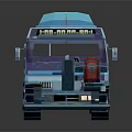 Vibrant Blue Bus With Transparent Windows And Sleek Roof Design