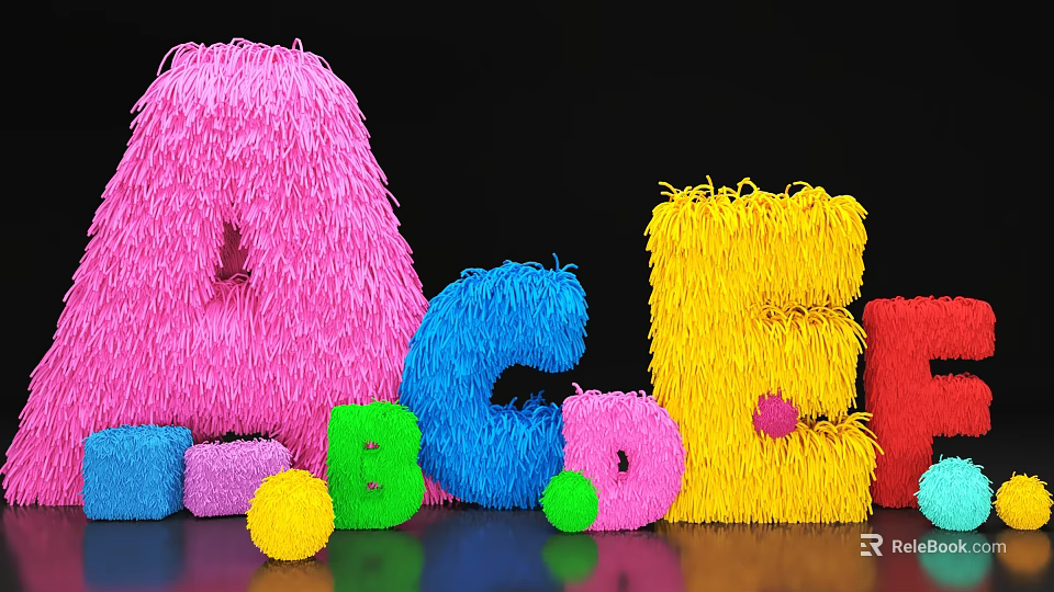 Vibrant Photo Check-in Spot With Colorful Fluffy Alphabet Letters And Bright Spherical Decorations 3d model 