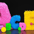 Vibrant Photo Check-in Spot With Colorful Fluffy Alphabet Letters And Bright Spherical Decorations