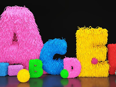 Vibrant Photo Check-in Spot With Colorful Fluffy Alphabet Letters And Bright Spherical Decorations 3d model