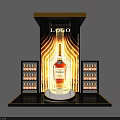 Whisky Display Stand With 100 LOGO Decorative Light Outline And Small Storage Shelf