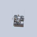 Decorative Ornament Set with Vases Photo Frames and Plants on Modern Metal Wooden Shelf Unit