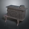 Vintage Cast Iron Stove With Decorative Patterns And Foot Pedal Design