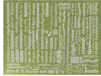 Decorative White Stepping Stones with Various Patterns on Green Background 3d model Decorative White Stepping Stones with Various Patterns on Green Background 3d model