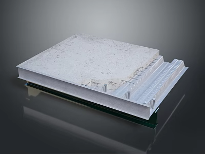 Gray Architectural Platform Structure With Transparent Base And Step Details 3d model