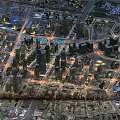 Aerial Planning of Modern Urban City with Skyscrapers Roads and Night Lights