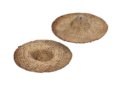 Straw Woven Round Wide Brim Hanging Decorations Natural Material Home Decor 3d model