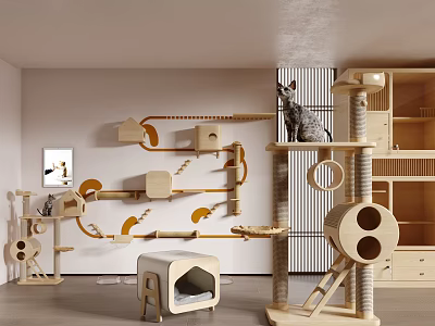 Pet Shop With Wooden Cat Trees Cozy Cat Beds And Playful Cat Accessories 3d model