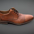 Brown Leather Lace Up Formal Shoes With Perforated Details And Rubber Sole