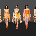 Women Modeling Stylish Dresses with Unique Designs and Colorful Fashion Outfits