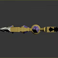Game Movie Character Used Yellow Black Spiked Axe With Purple Top And Blue Accents