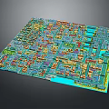 Cartoon Scene Of Colorful City Layout With Detailed Buildings And Roads