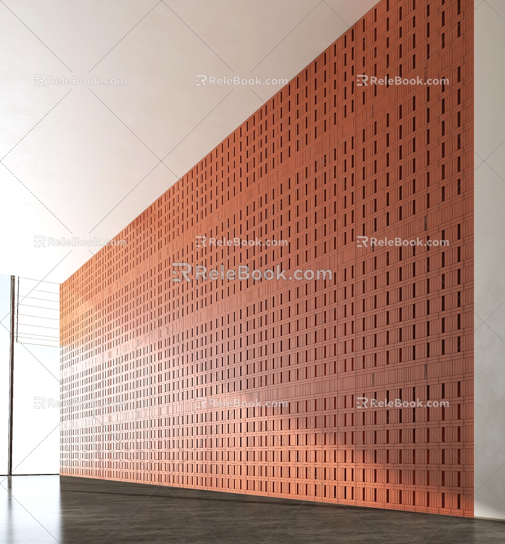 Red brick wall brick wall 3d model