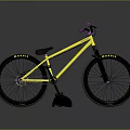 Bright Yellow Bicycle with Pink Handlebars and Maxxis Tires on Gray Surface