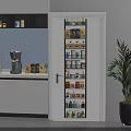 Efficient Kitchen Door Mounted Storage Rack With Various Groceries And Organized Shelves