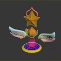 Fashion Clothing Accessory With Gold Star White Wings And Pink Purple Base